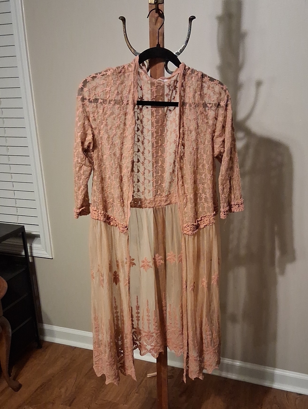 Xhilaration Peach Lace Overlay Tunic with Sheer Skirt